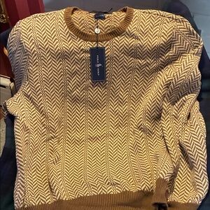 Ralph Lauren Tan Herringbone Crewneck Sweater